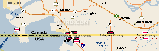 map of us and canada. Canada - US Border Traffic