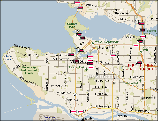 Map Of Vancouver And Area. Downtown Vancouver Area