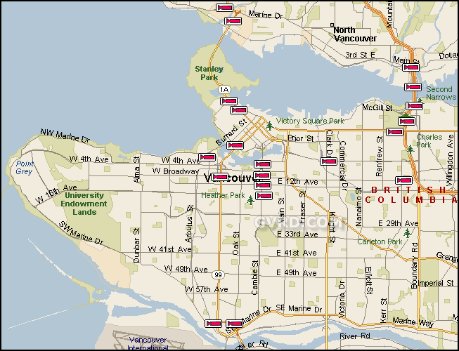 Downtown Vancouver Area Map Of Vancouver And Area. Downtown Vancouver Area
