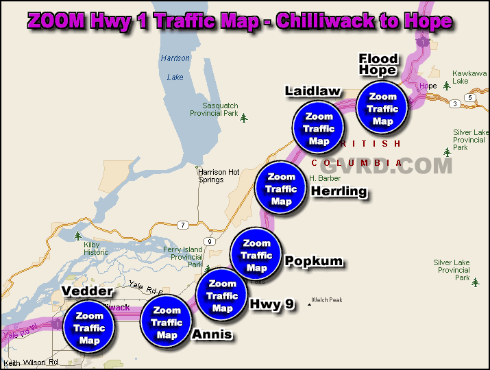 Hwy 1 at Agassiz-Rosedale Hwy 9 Traffic Zoom Map