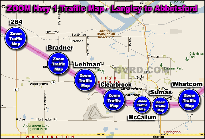 Hwy 1 at Clearbrook Rd Traffic Zoom Map