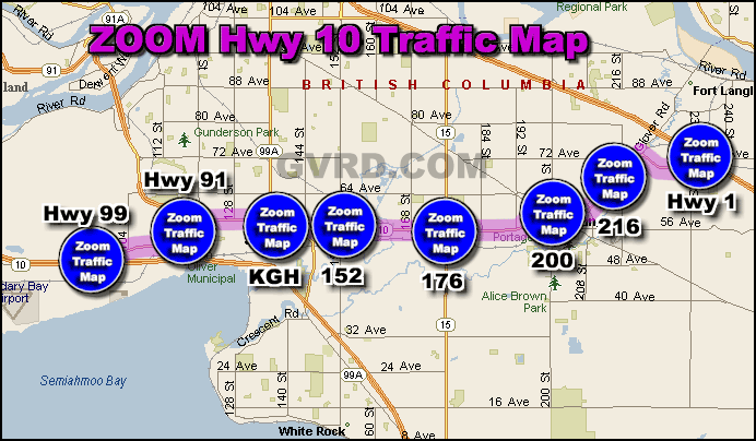 Hwy 10 at King George Blvd Traffic Zoom Map