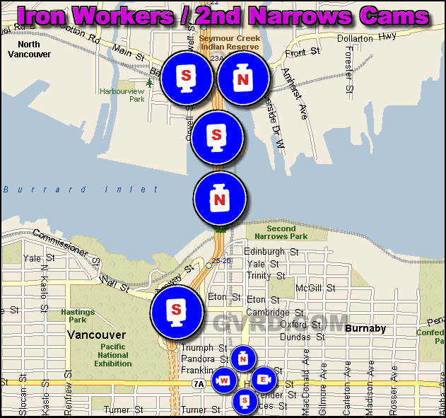 Iron Workers - Second Narrows Bridge Traffic Cams Vancouver BC