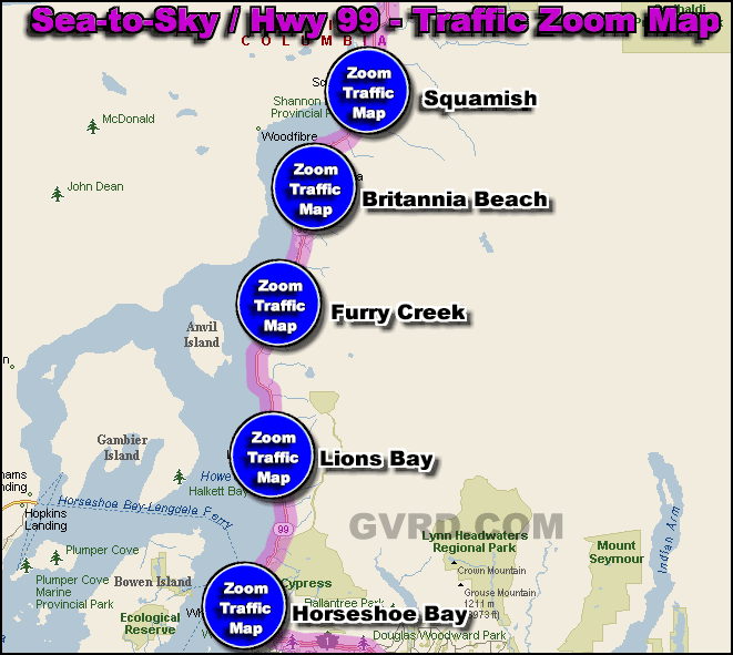 Hwy 99 Britannia Beach Traffic Zoom Map